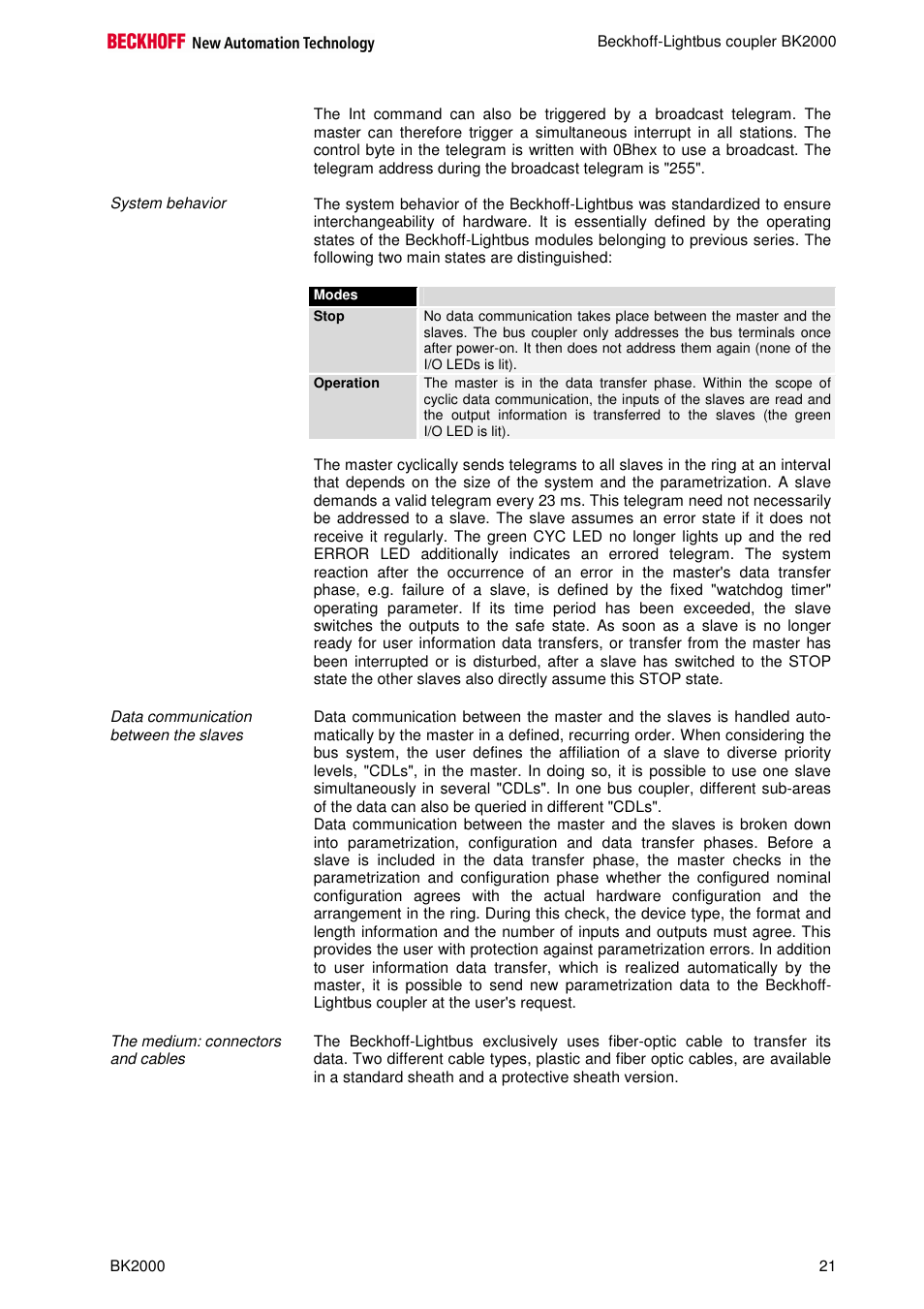BECKHOFF BK2000 User Manual | Page 21 / 30