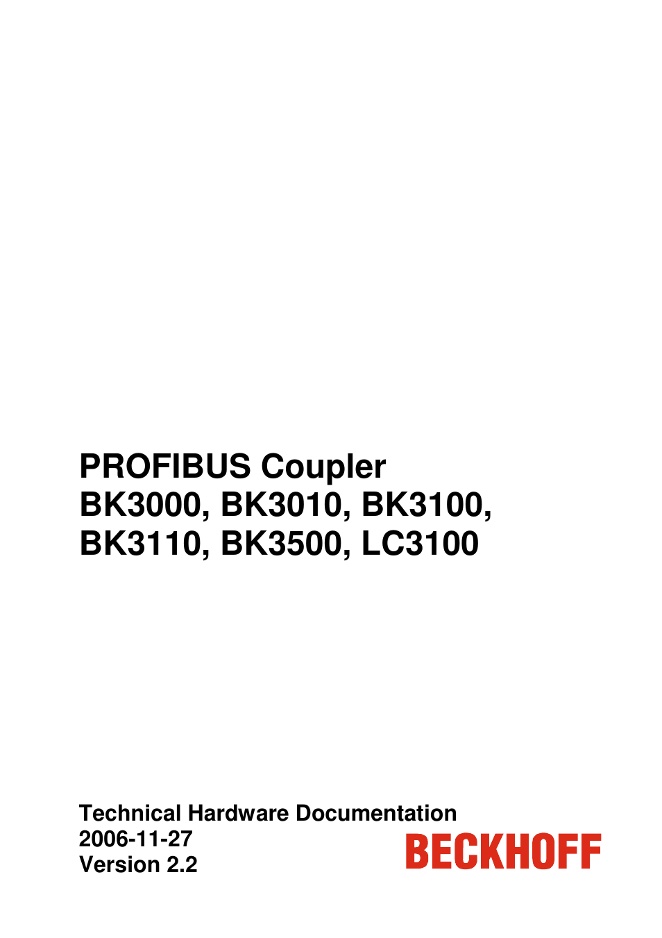 BECKHOFF BK3000 User Manual | 67 pages