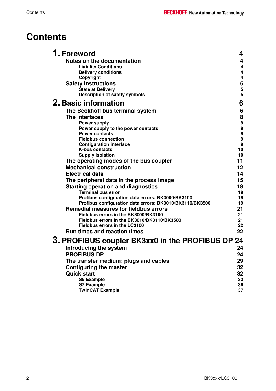 BECKHOFF BK3000 User Manual | Page 2 / 67