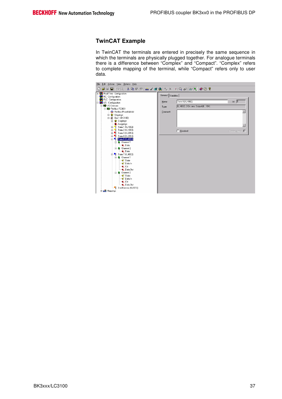 Twincat example | BECKHOFF BK3000 User Manual | Page 37 / 67