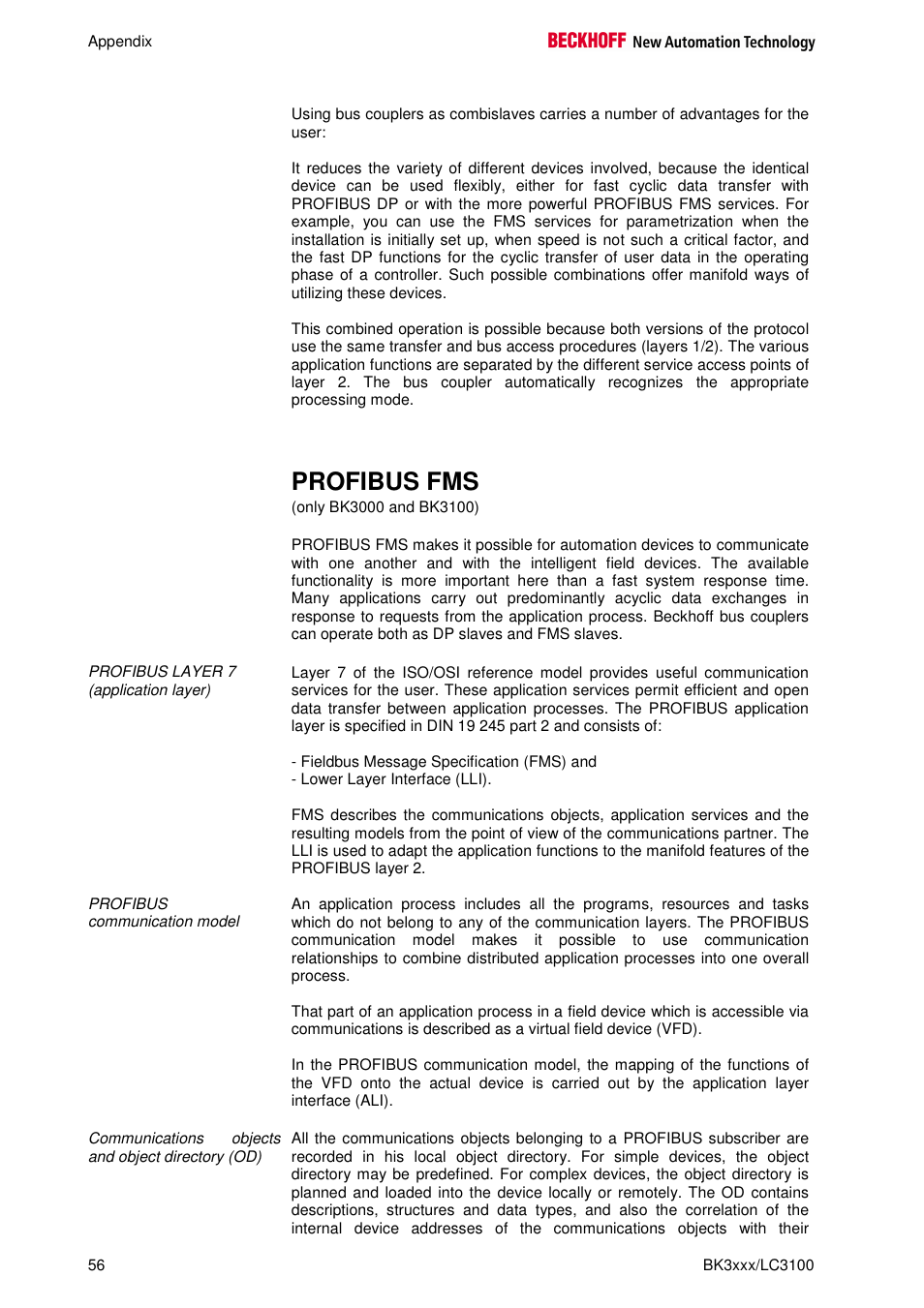 Profibus fms | BECKHOFF BK3000 User Manual | Page 56 / 67