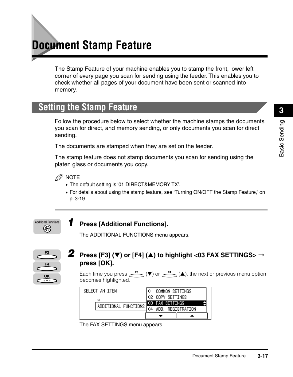 Document stamp feature, Setting the stamp feature, Document stamp feature -17 | Setting the stamp feature -17 | Canon IMAGERUNNER 2010F User Manual | Page 100 / 382