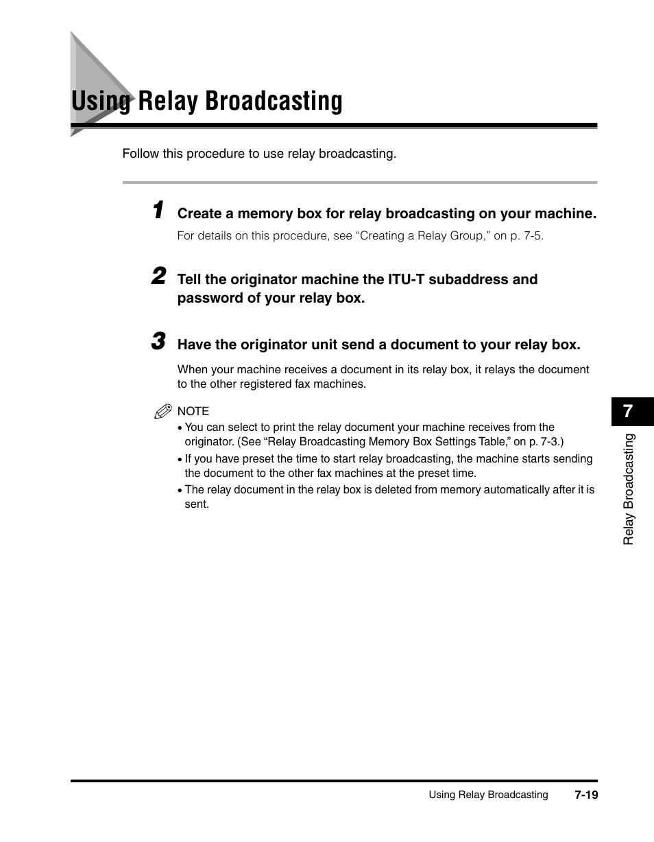 Using relay broadcasting, Using relay broadcasting -19 | Canon IMAGERUNNER 2010F User Manual | Page 226 / 382