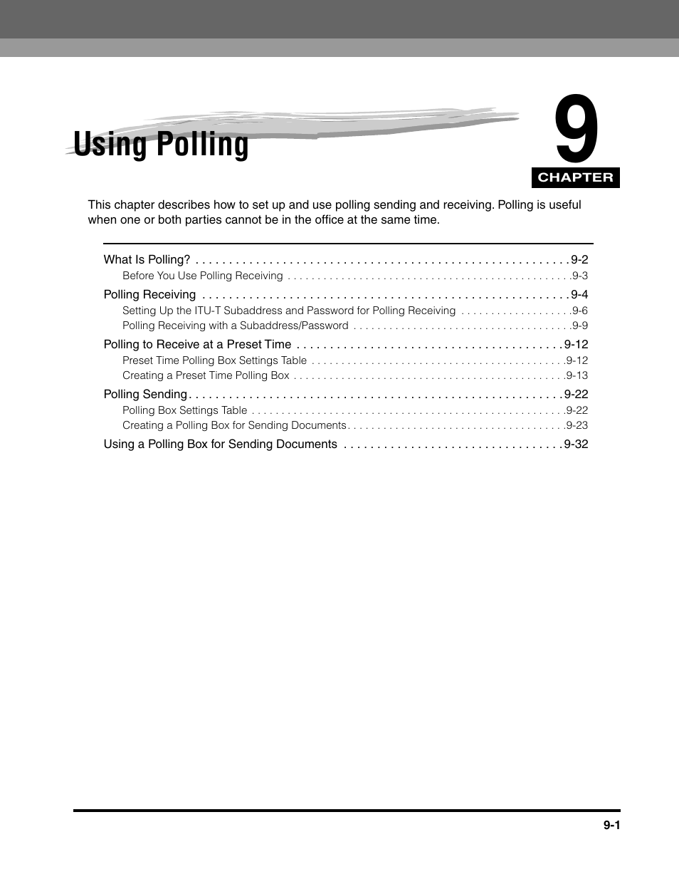 Using polling, Chapter 9 | Canon IMAGERUNNER 2010F User Manual | Page 252 / 382