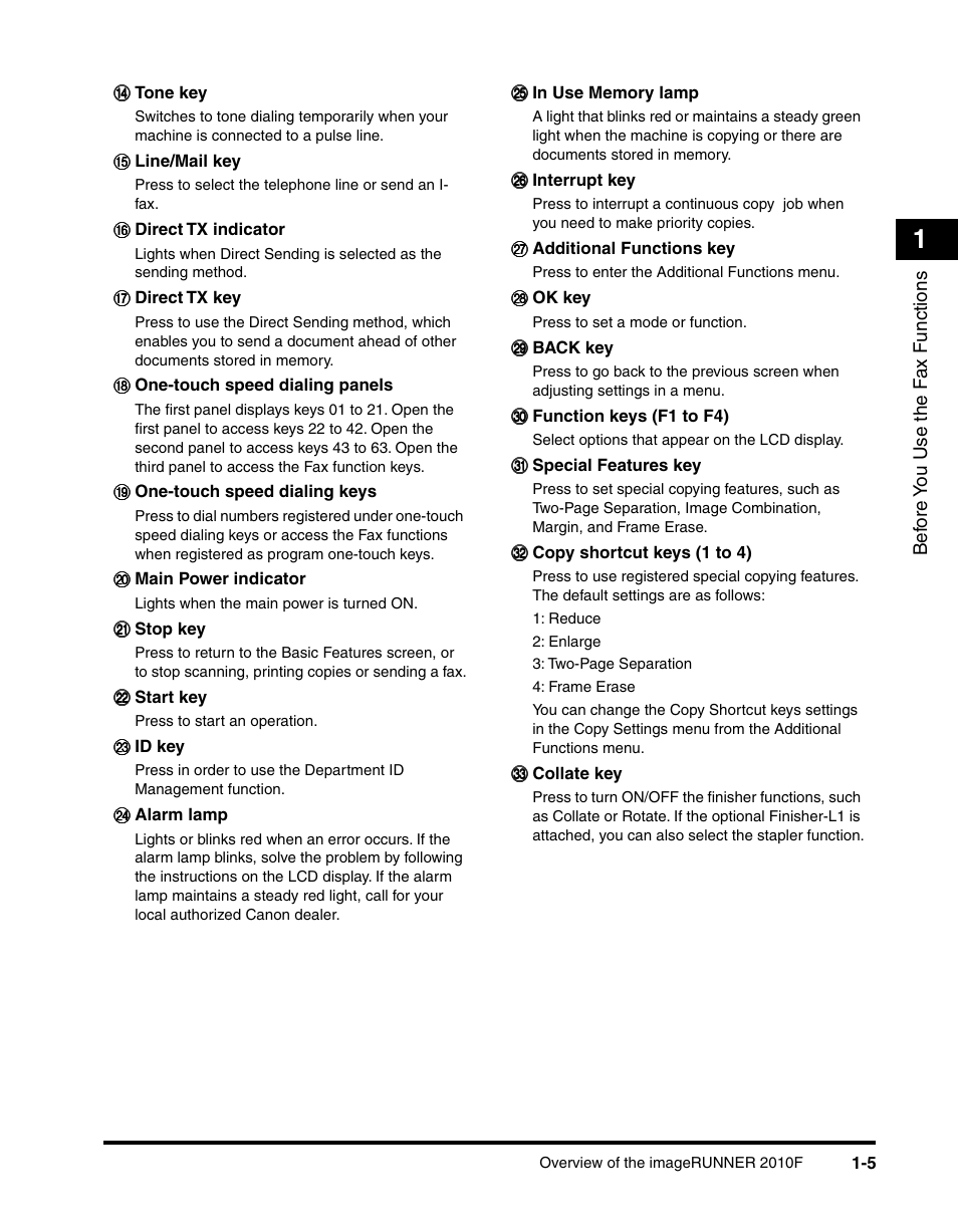 Canon IMAGERUNNER 2010F User Manual | Page 26 / 382