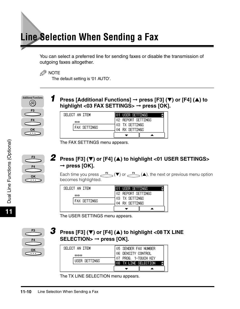 Line selection when sending a fax, Line selection when sending a fax -10 | Canon IMAGERUNNER 2010F User Manual | Page 315 / 382