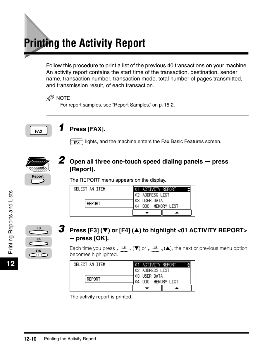 Printing the activity report, Printing the activity report -10 | Canon IMAGERUNNER 2010F User Manual | Page 331 / 382