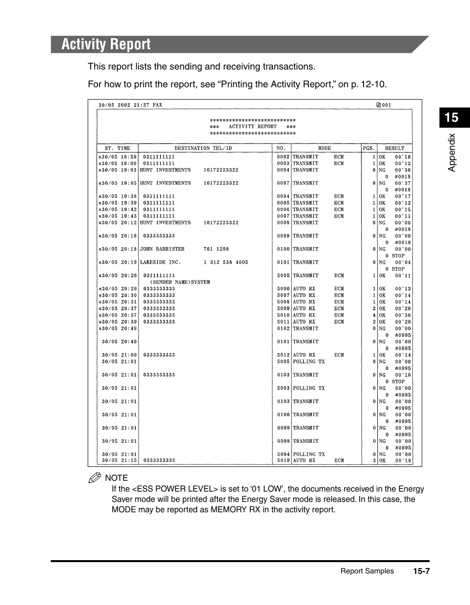 Activity report, Activity report -7 | Canon IMAGERUNNER 2010F User Manual | Page 362 / 382