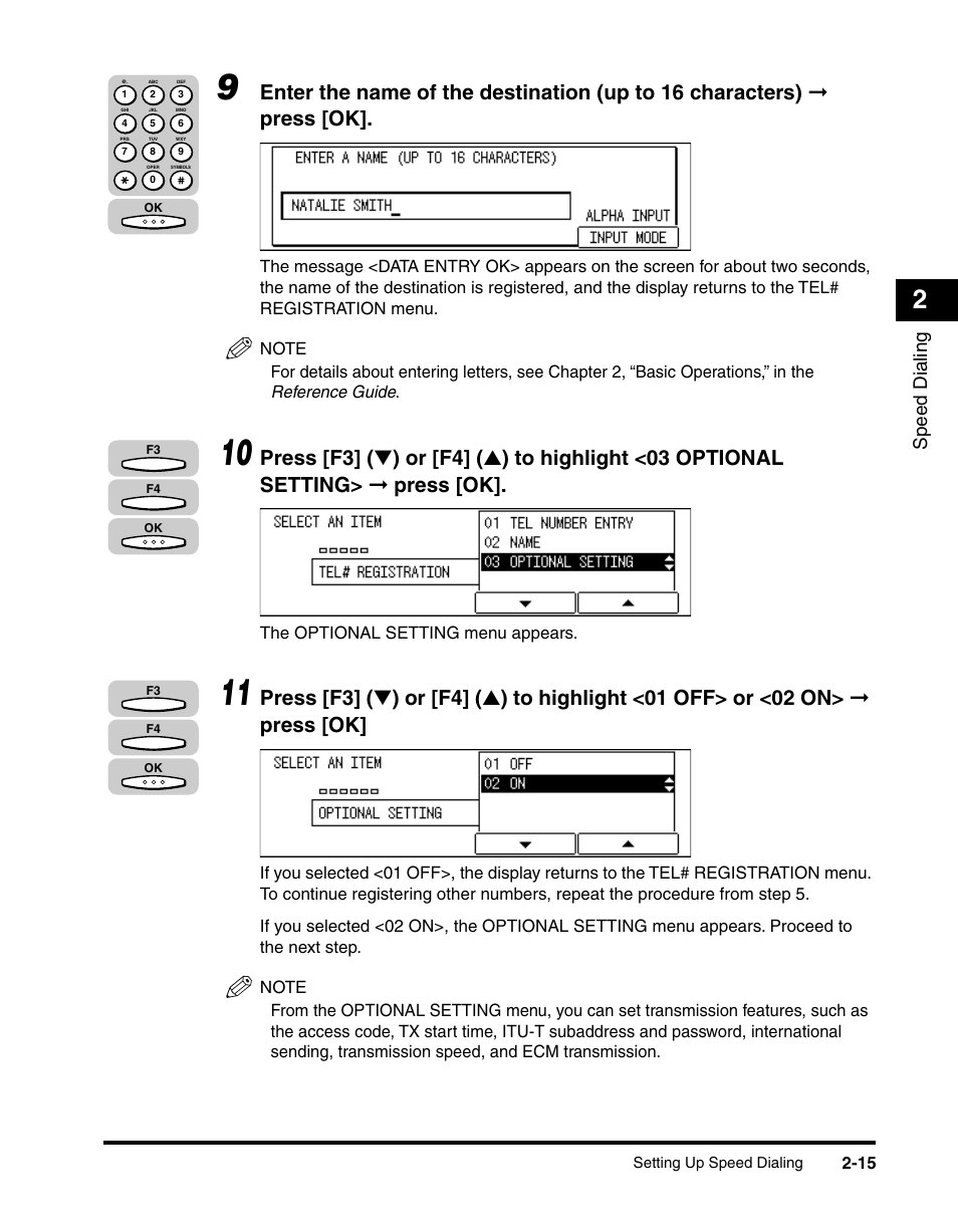 Speed dialing | Canon IMAGERUNNER 2010F User Manual | Page 60 / 382