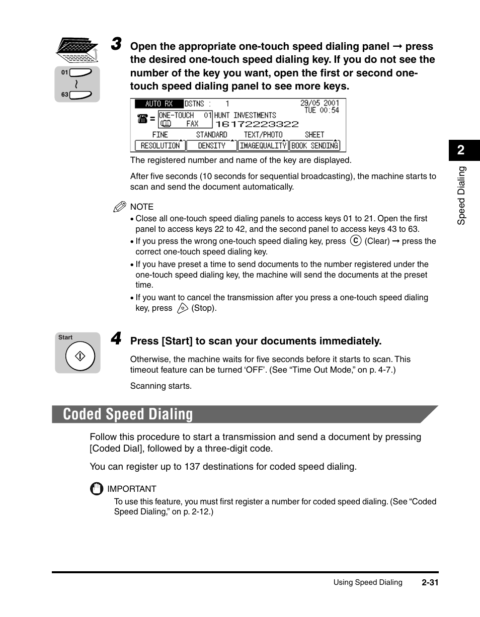 Coded speed dialing, Coded speed dialing -31 | Canon IMAGERUNNER 2010F User Manual | Page 76 / 382