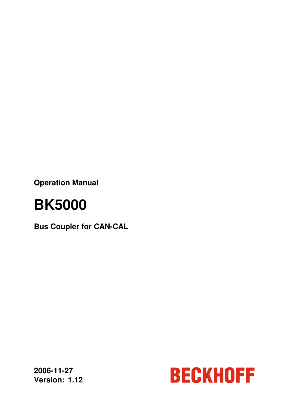 BECKHOFF BK5000 User Manual | 12 pages