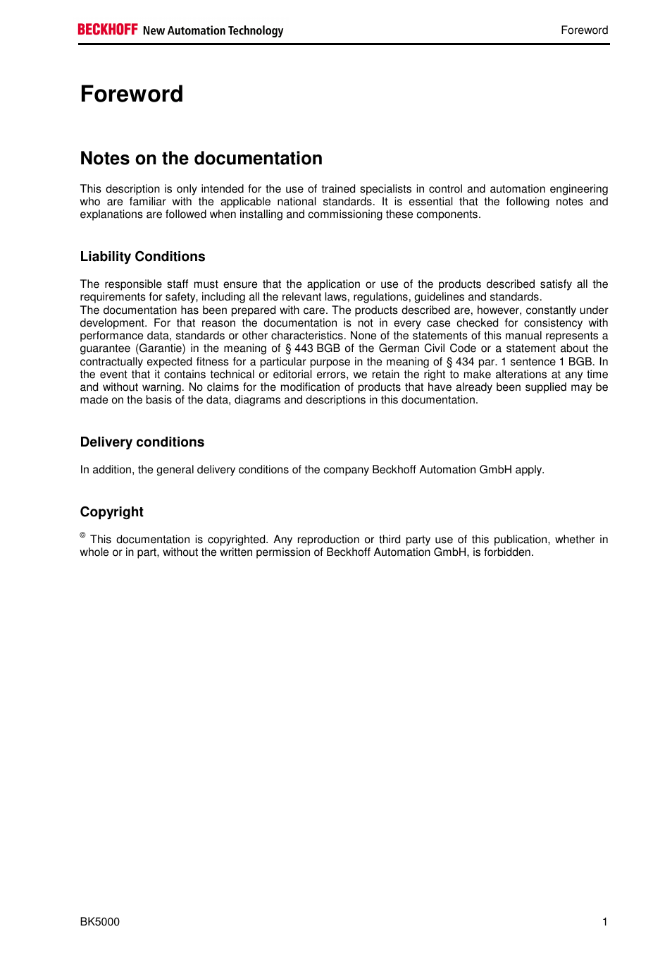 Foreword | BECKHOFF BK5000 User Manual | Page 5 / 12