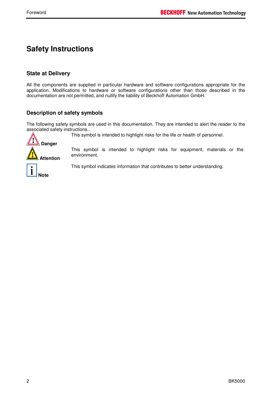 Safety instructions | BECKHOFF BK5000 User Manual | Page 6 / 12
