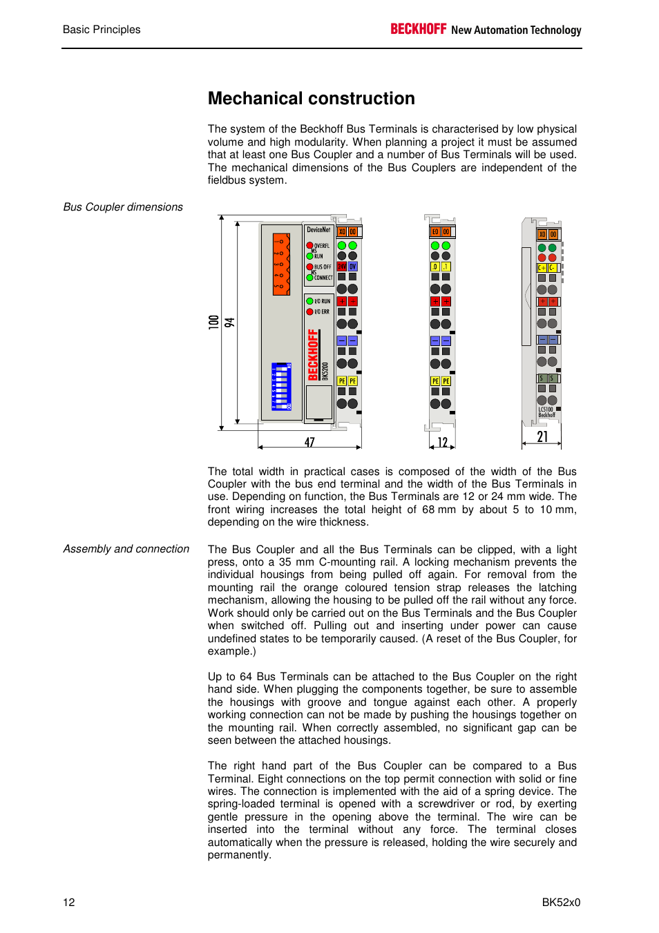 Mechanical construction | BECKHOFF BK5200 User Manual | Page 12 / 32