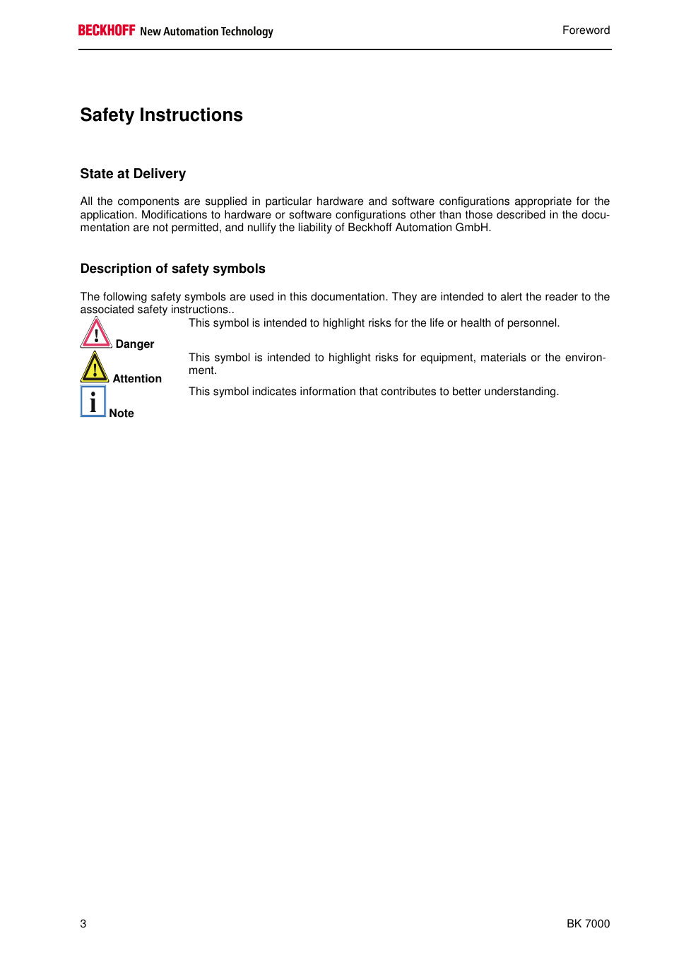 Safety instructions | BECKHOFF BK7000 User Manual | Page 4 / 29