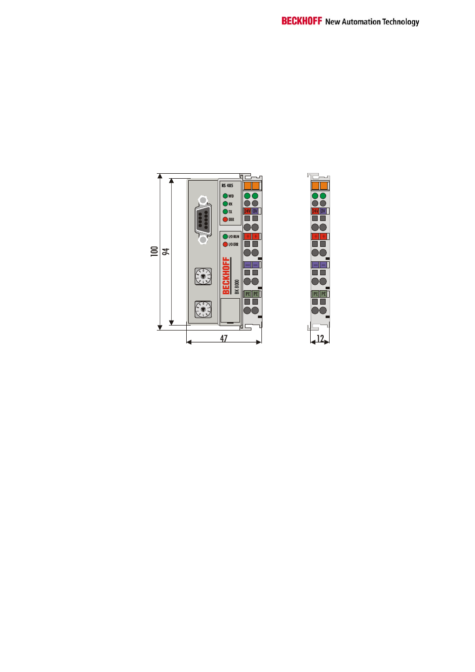 Mechanical construction | BECKHOFF BK8000 User Manual | Page 10 / 26