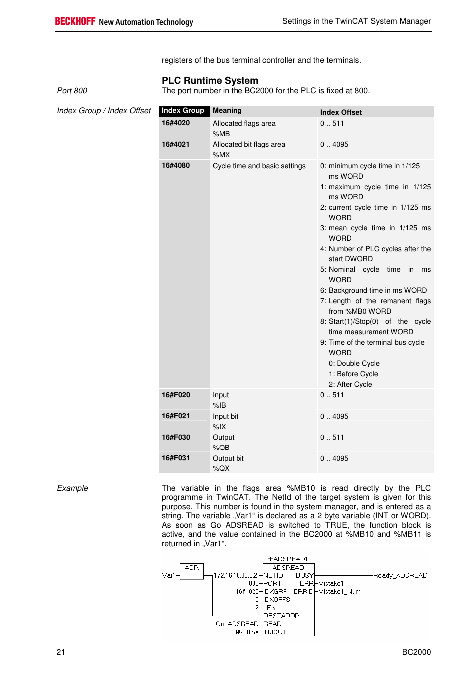 Plc runtime system | BECKHOFF BC2000 User Manual | Page 22 / 28