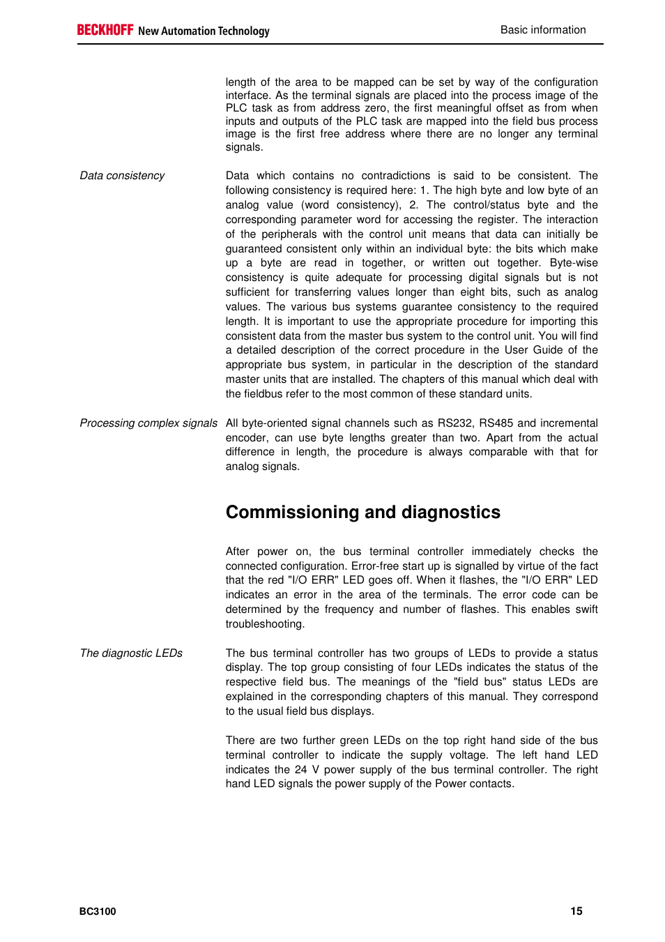 Commissioning and diagnostics | BECKHOFF BC3100 User Manual | Page 15 / 51