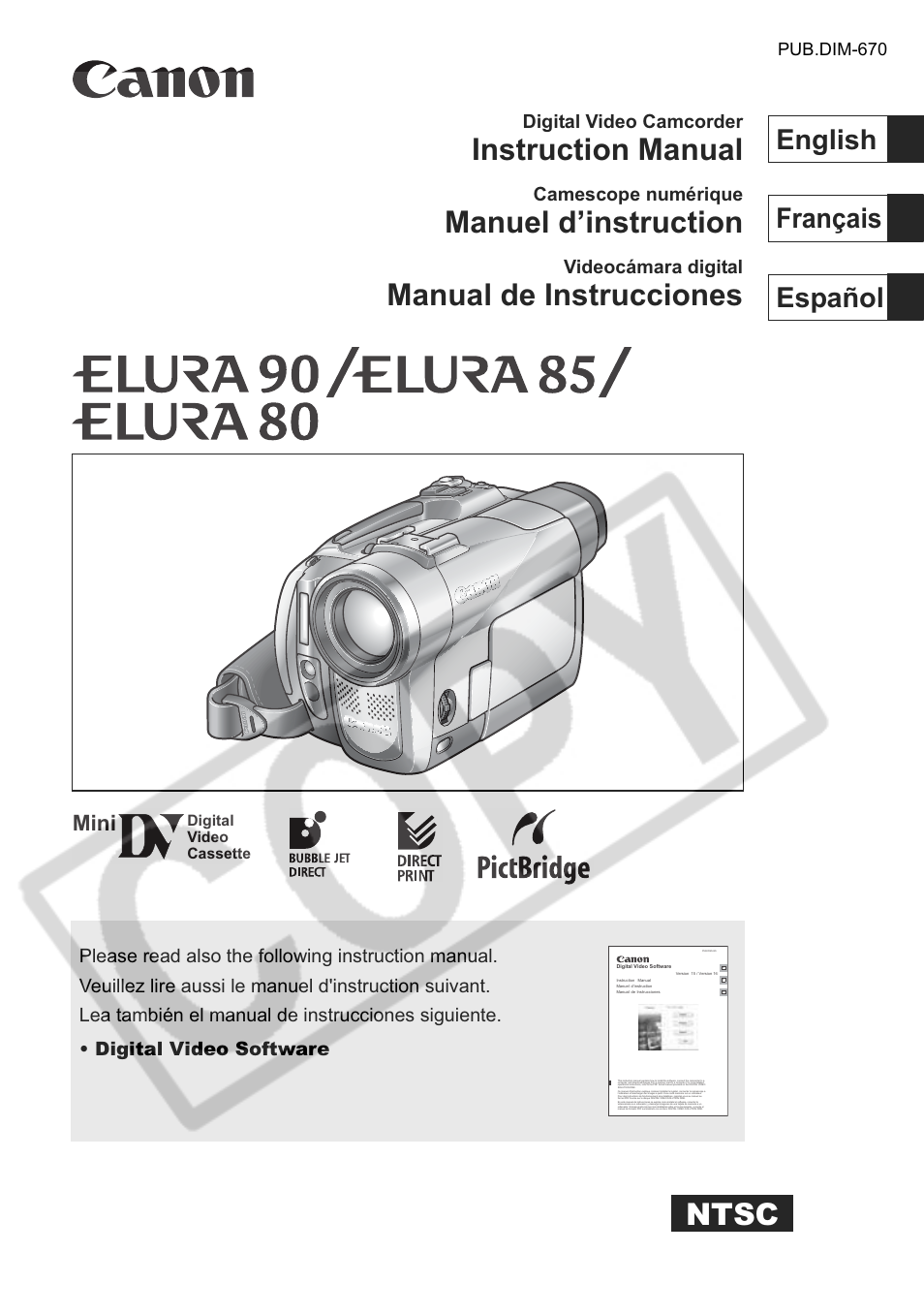 Canon ELURA 85 User Manual | 160 pages