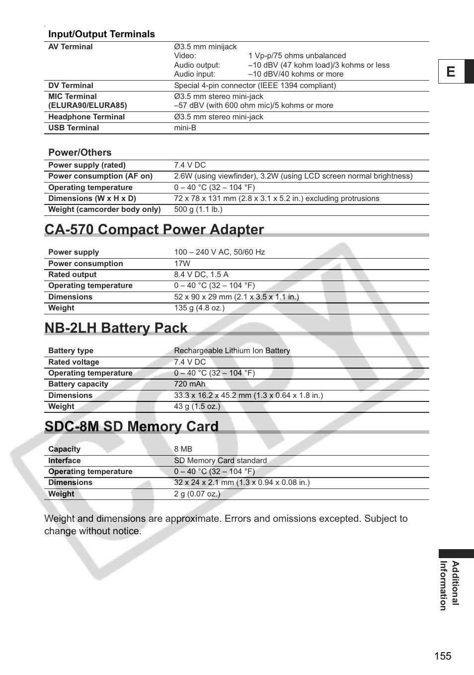 Canon ELURA 85 User Manual | Page 155 / 160