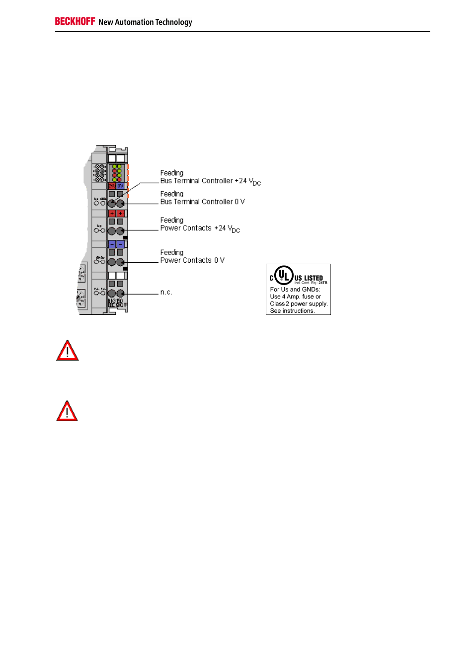 Power contacts supply (up), Power contacts, Power supply | BECKHOFF BC3150 User Manual | Page 21 / 112