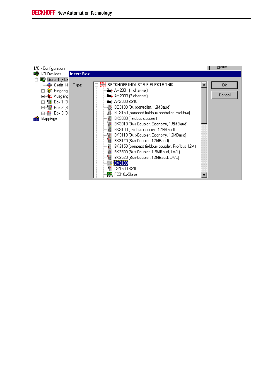 Default config, Opening an existing bx file | BECKHOFF BC3150 User Manual | Page 41 / 112