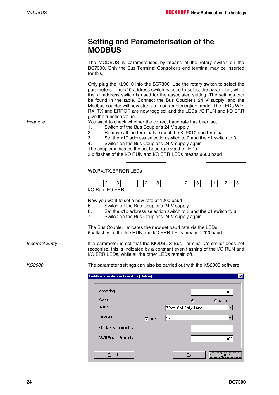 Setting and parameterisation of the modbus | BECKHOFF BC7300 User Manual | Page 24 / 48
