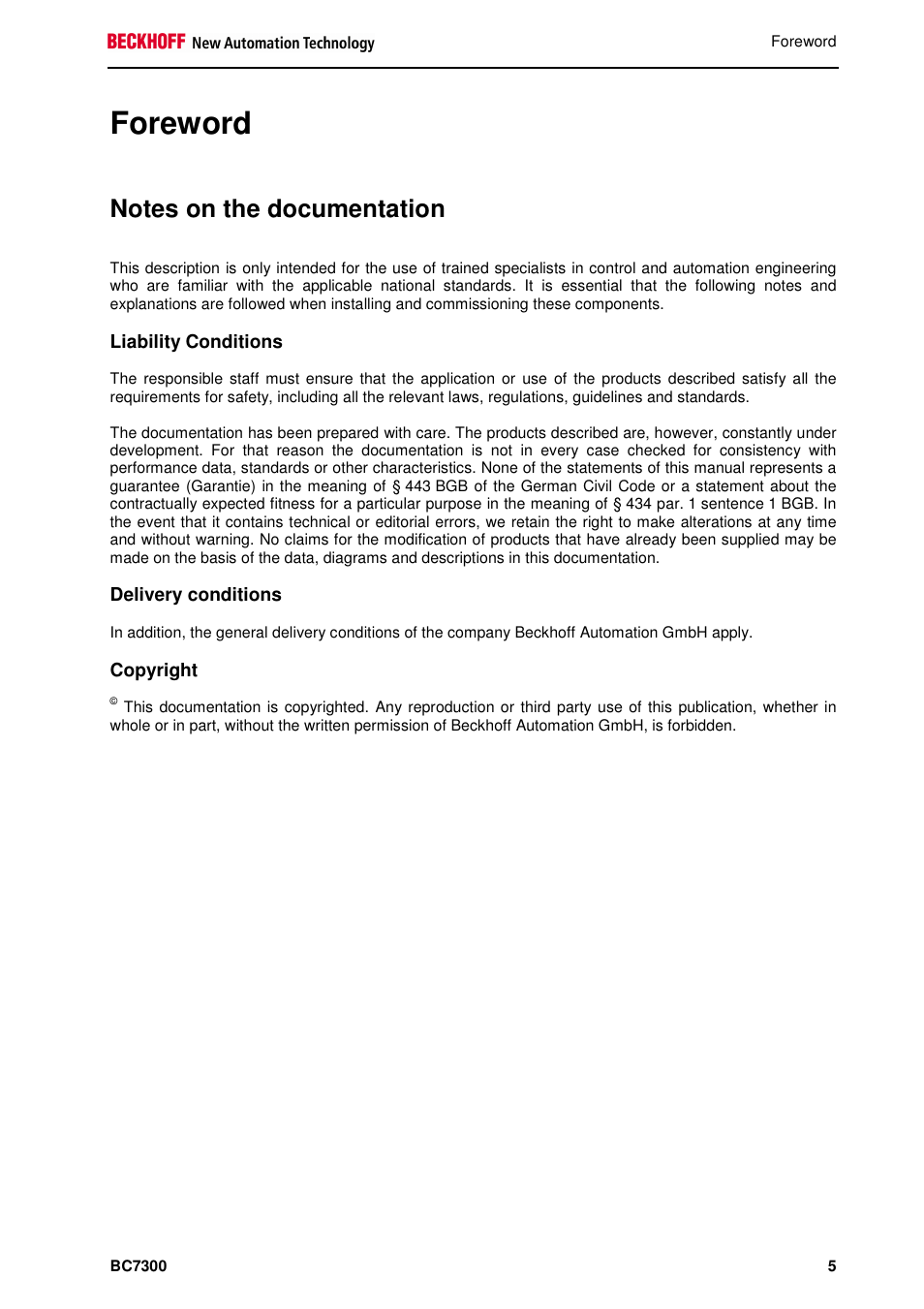 Foreword | BECKHOFF BC7300 User Manual | Page 5 / 48