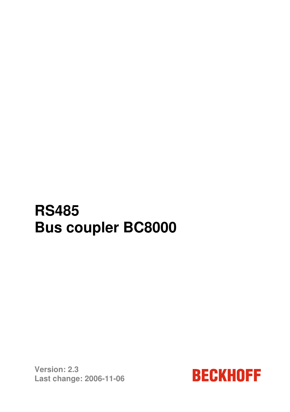 BECKHOFF BC8000 User Manual | 36 pages