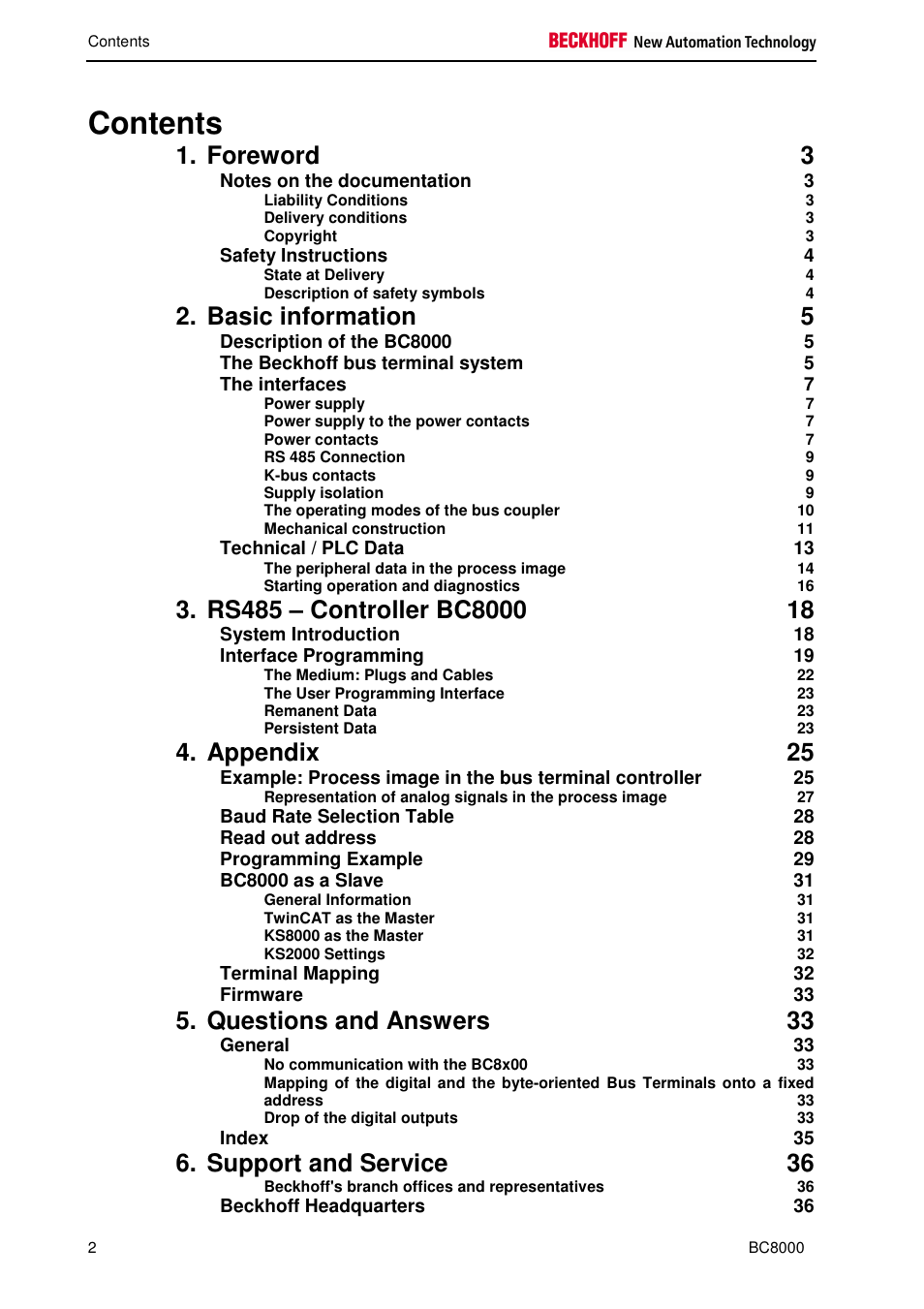 BECKHOFF BC8000 User Manual | Page 2 / 36