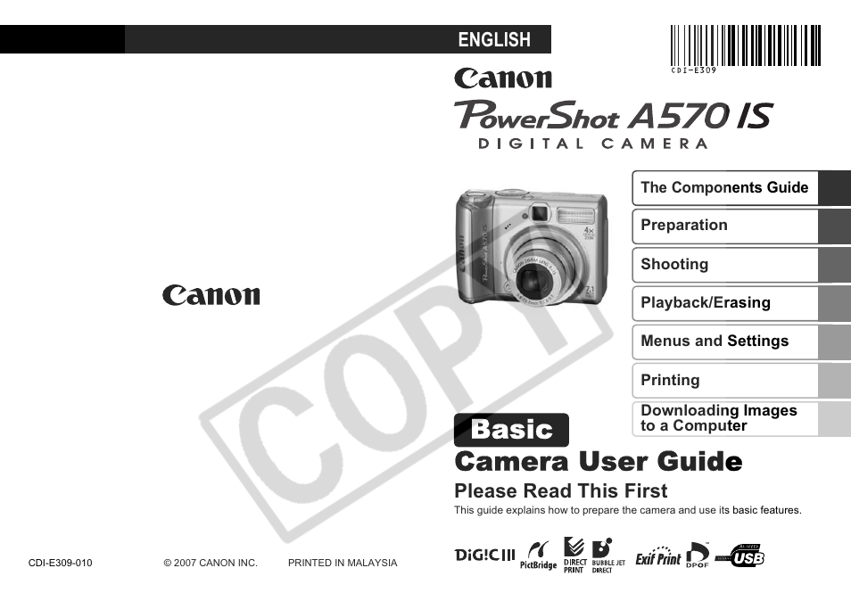 Canon A570 IS User Manual | 35 pages