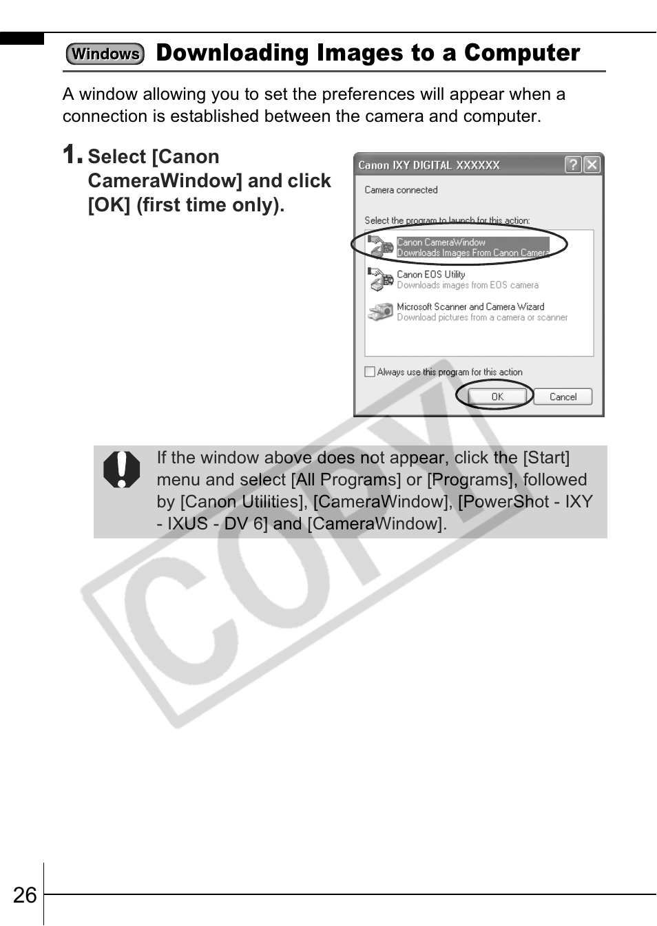 Downloading images to a computer | Canon A570 IS User Manual | Page 28 / 35