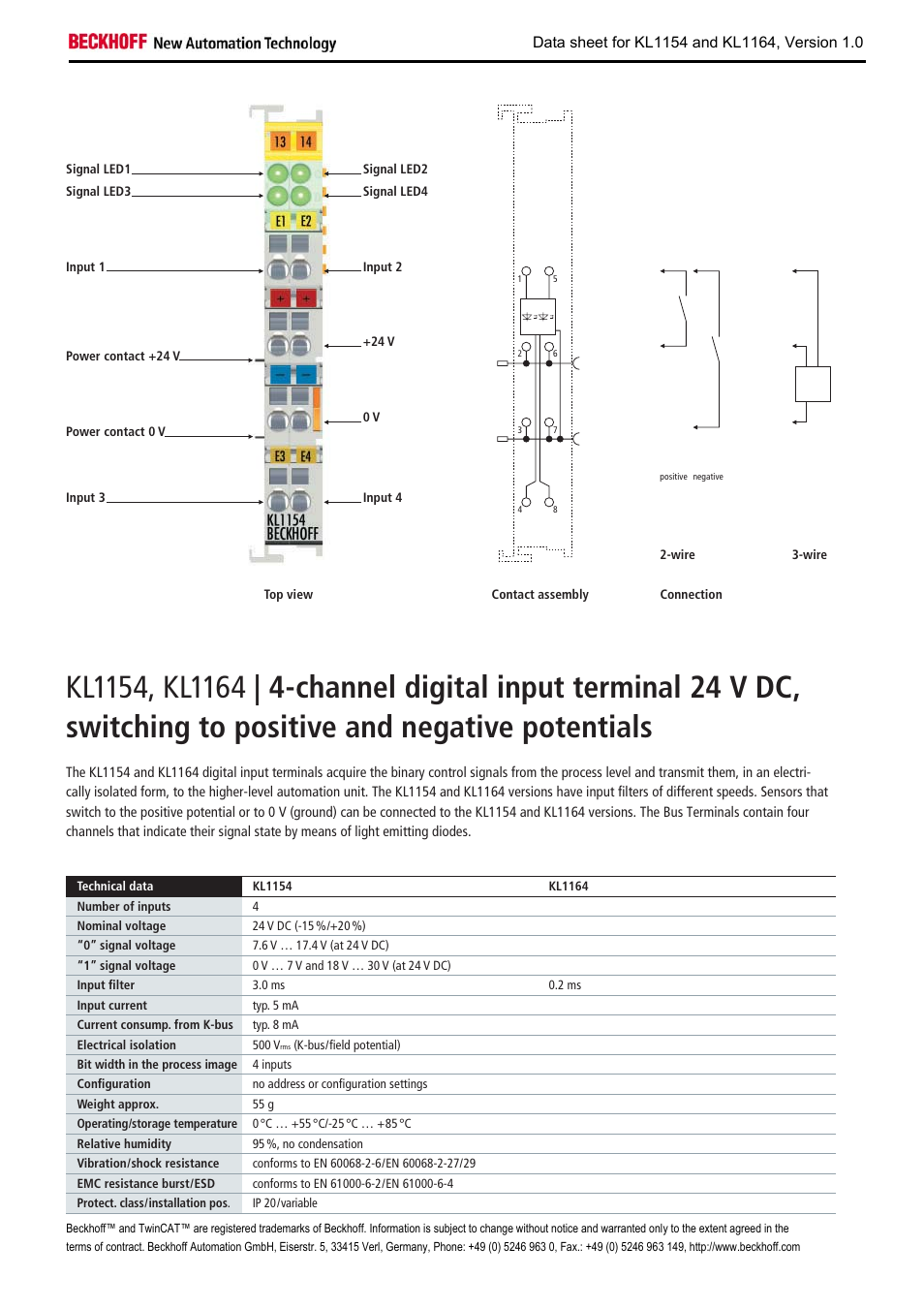 BECKHOFF KL1154 User Manual | 1 page
