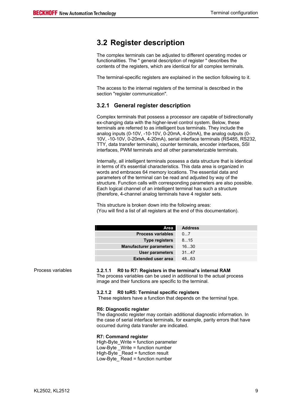 2 register description, 1 general register description | BECKHOFF KL2502 User Manual | Page 11 / 21
