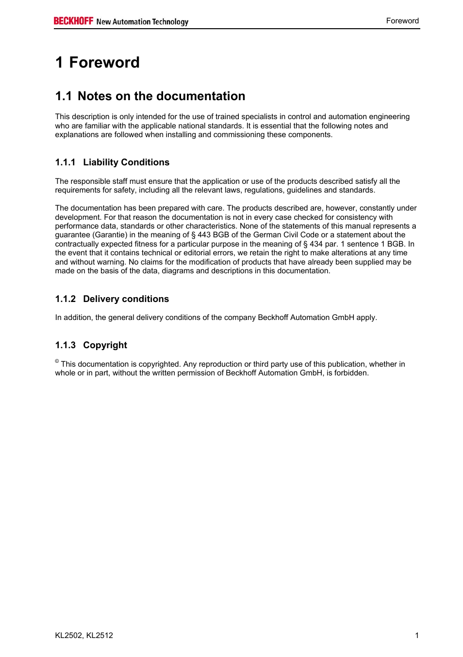 1 foreword | BECKHOFF KL2502 User Manual | Page 3 / 21