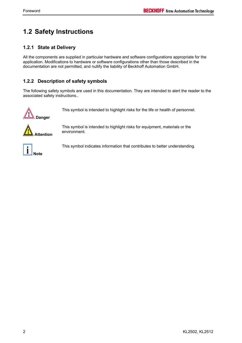 2 safety instructions | BECKHOFF KL2502 User Manual | Page 4 / 21
