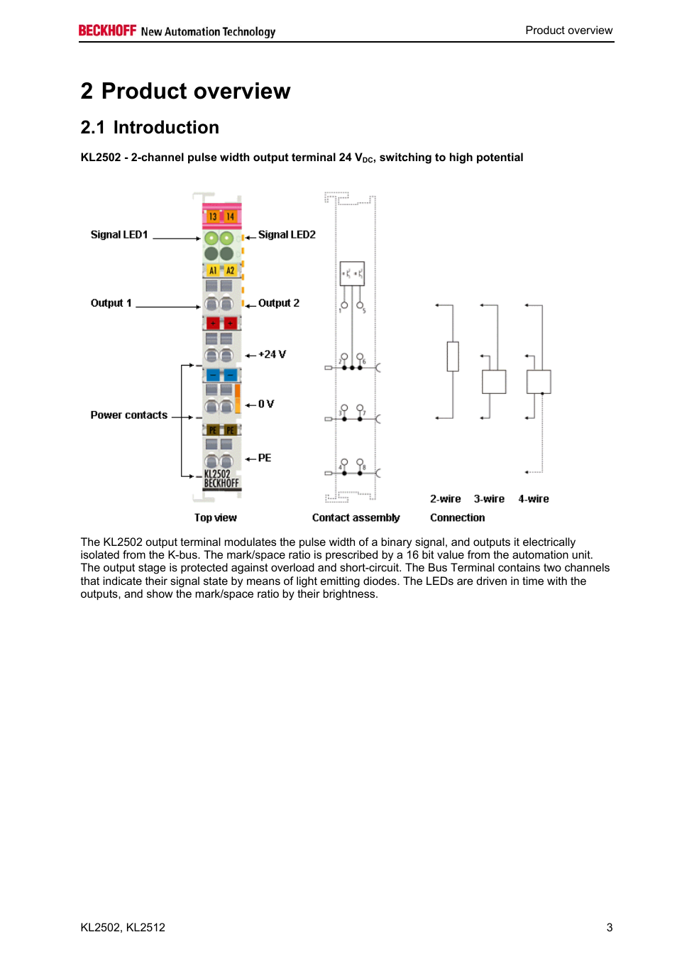 2 product overview, 1 introduction | BECKHOFF KL2502 User Manual | Page 5 / 21