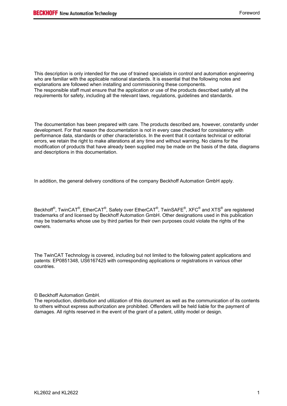 1 foreword | BECKHOFF KL2602 User Manual | Page 3 / 9