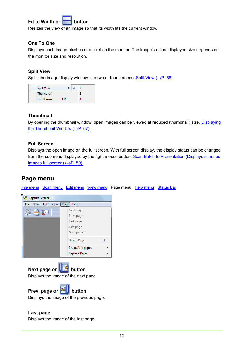 Page menu | Canon CAPTUREPERFECT 3.1 User Manual | Page 12 / 85