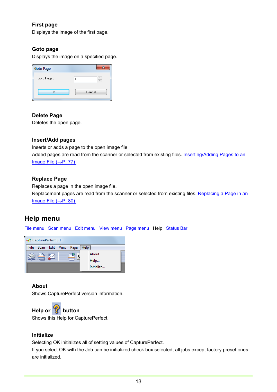 Help menu | Canon CAPTUREPERFECT 3.1 User Manual | Page 13 / 85