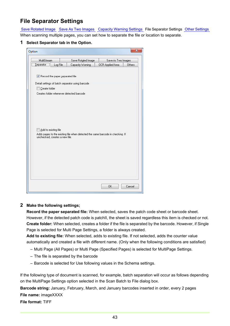 File separator settings, P. 43) | Canon CAPTUREPERFECT 3.1 User Manual | Page 43 / 85