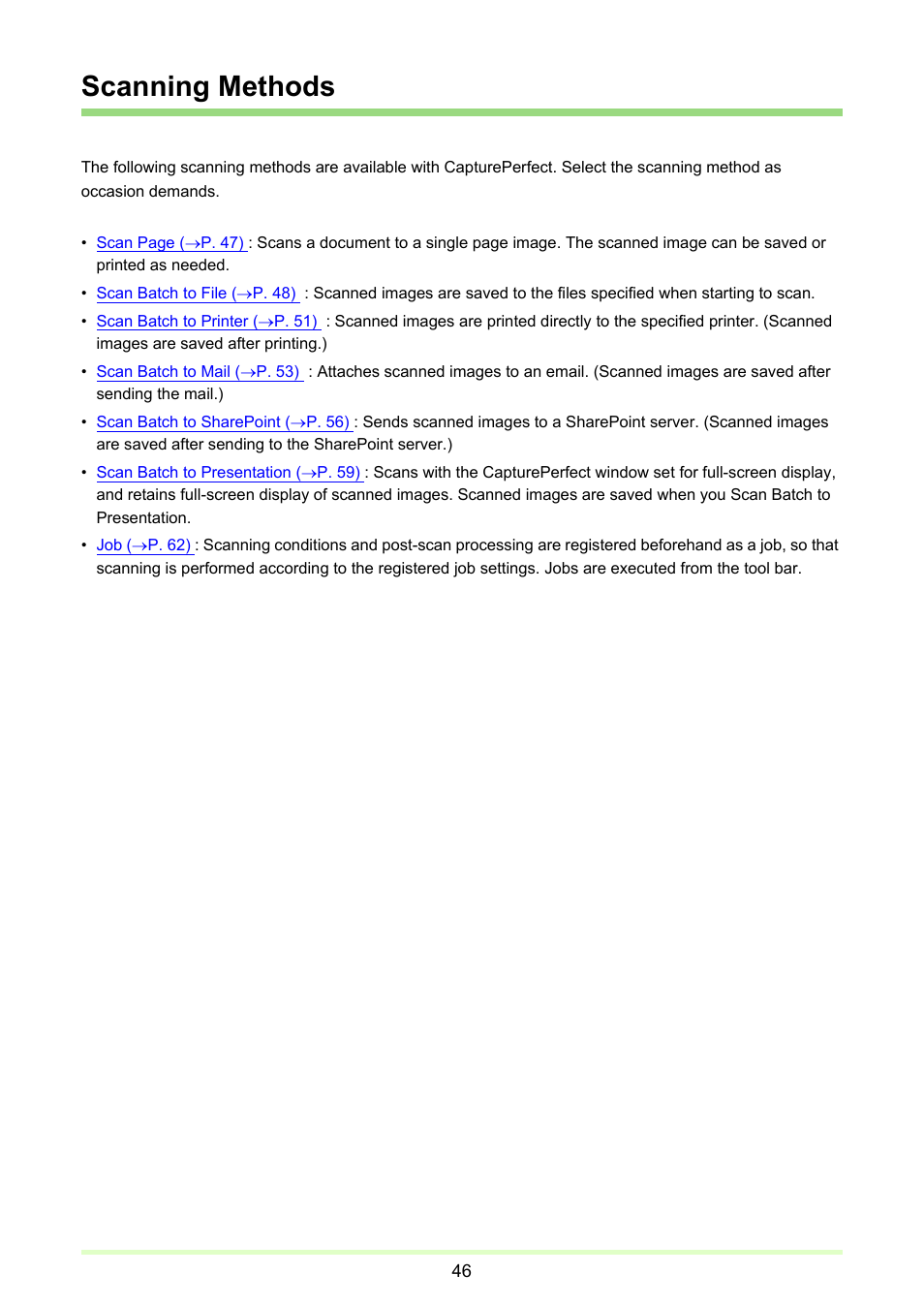 Scanning methods | Canon CAPTUREPERFECT 3.1 User Manual | Page 46 / 85
