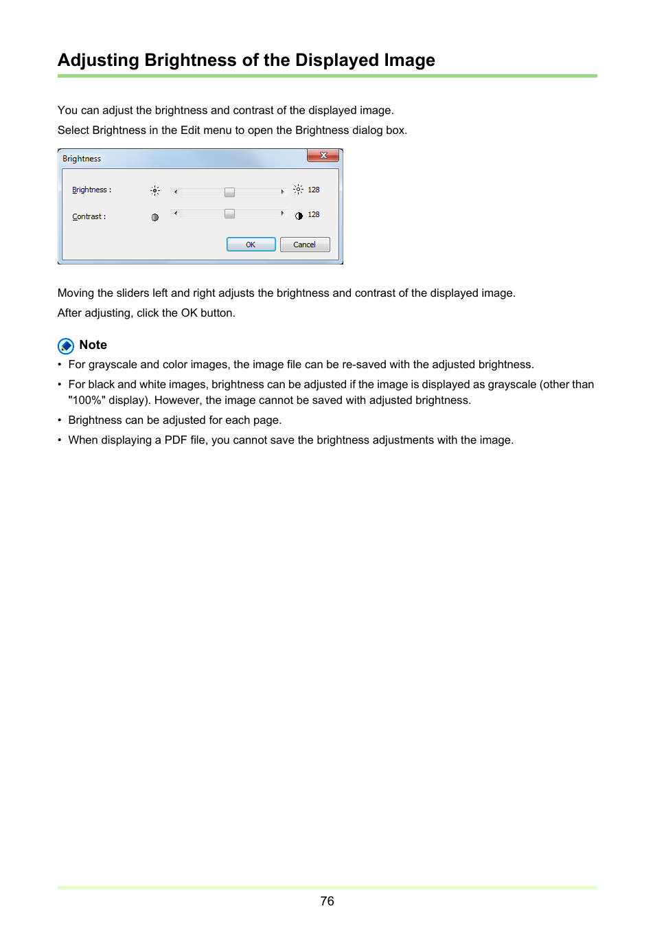 Adjusting brightness of the displayed image, P. 76) | Canon CAPTUREPERFECT 3.1 User Manual | Page 76 / 85