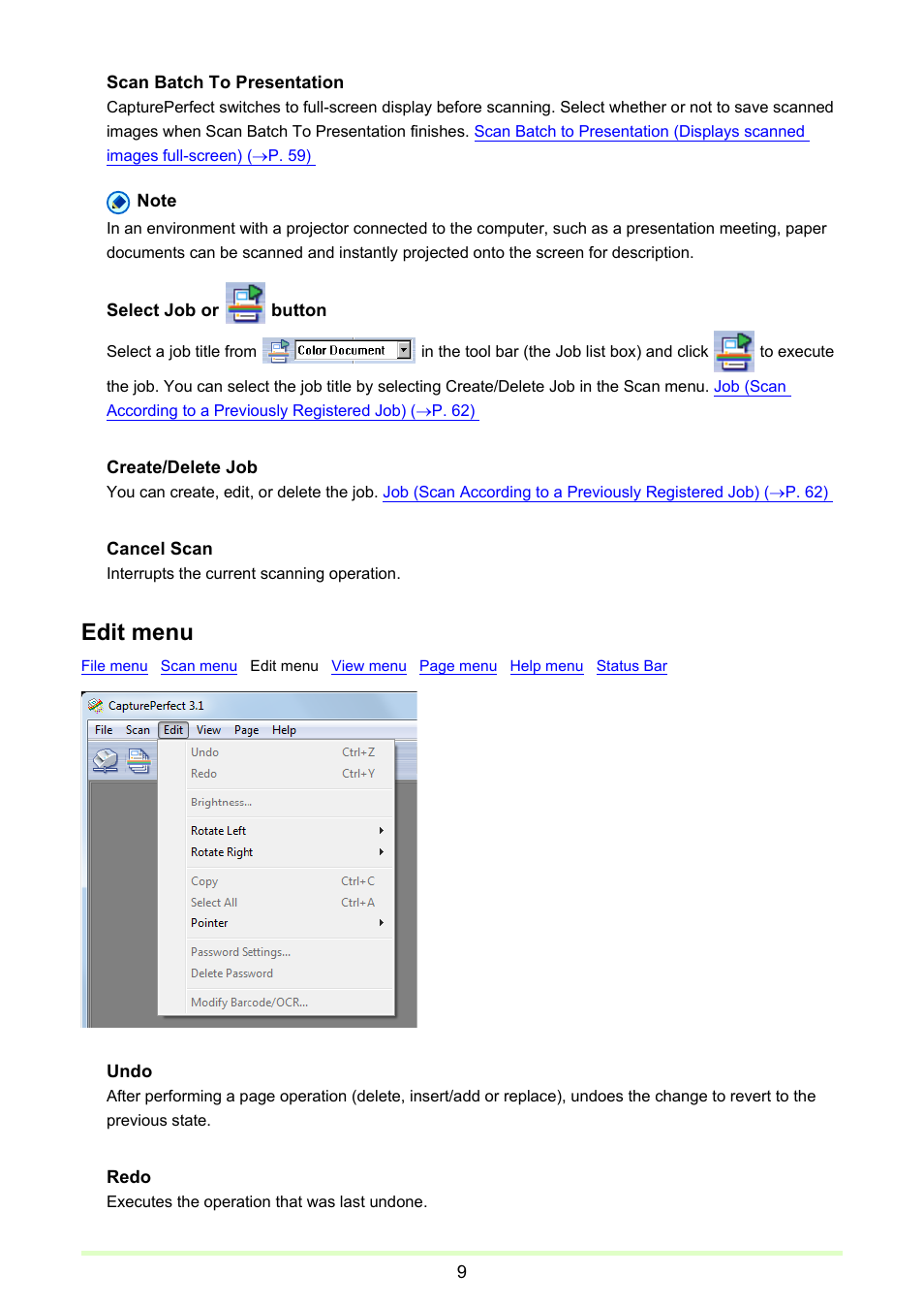 Edit menu | Canon CAPTUREPERFECT 3.1 User Manual | Page 9 / 85