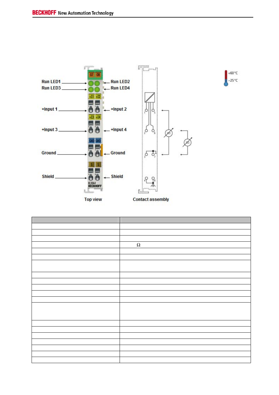 Technical data | BECKHOFF KL3064 User Manual | Page 5 / 20