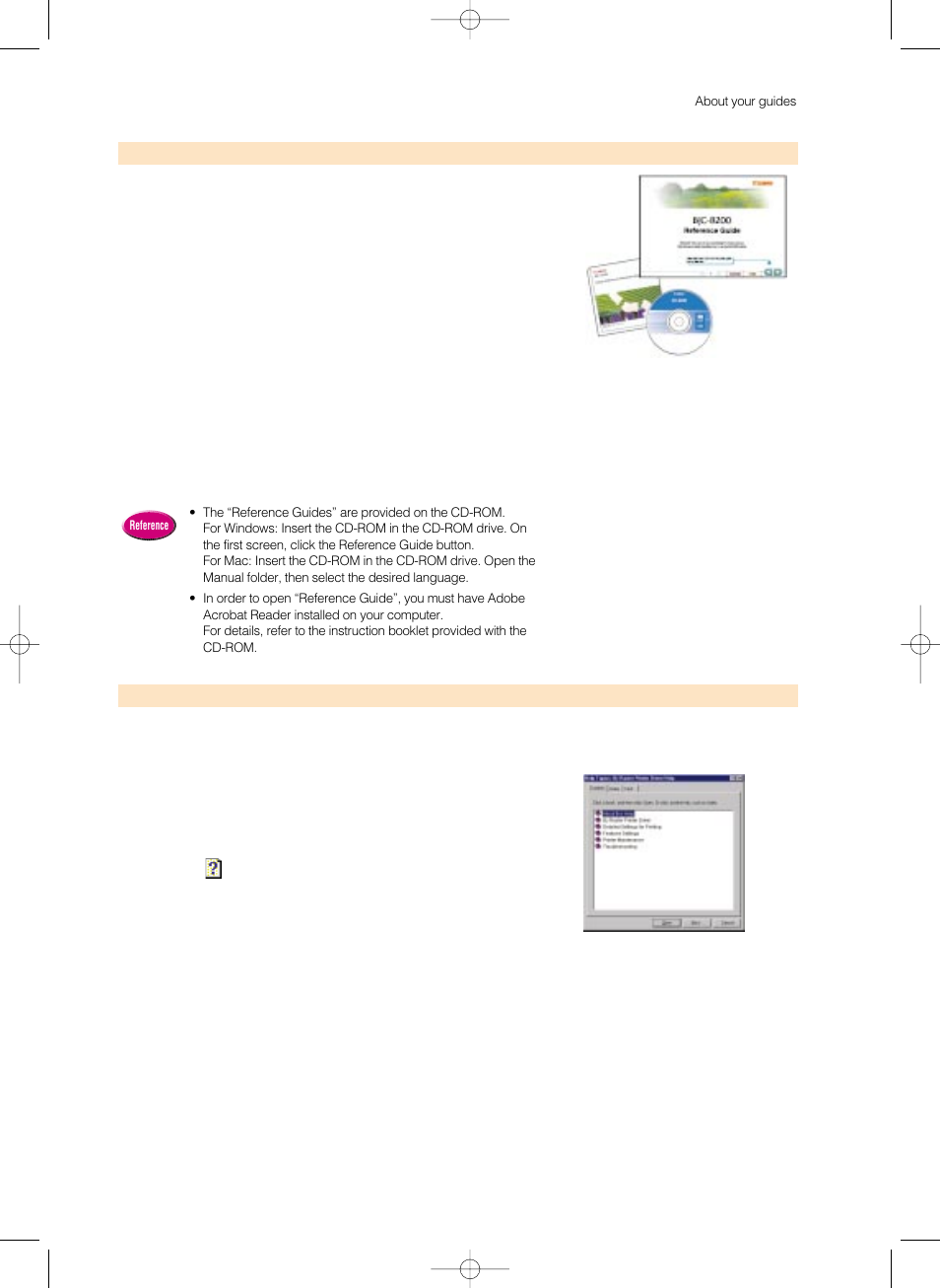 Reference guides (on cd-rom) on-line help | Canon 8200 User Manual | Page 10 / 84