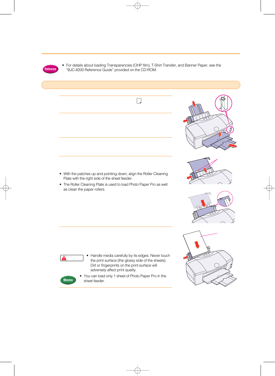 Setting media correctly, Loading photo paper pro pr - 101 | Canon 8200 User Manual | Page 43 / 84