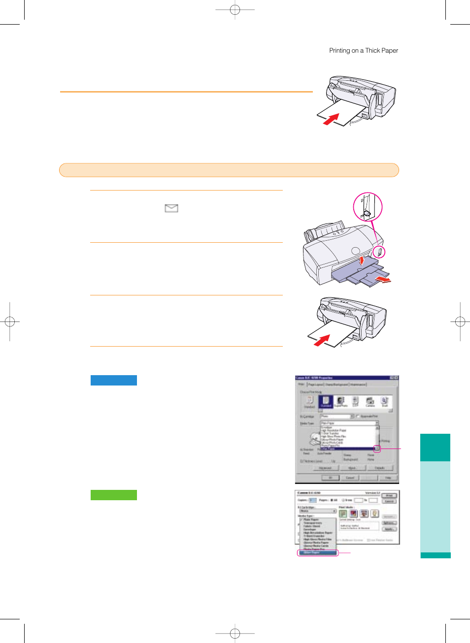 Printing on thick paper | Canon 8200 User Manual | Page 54 / 84