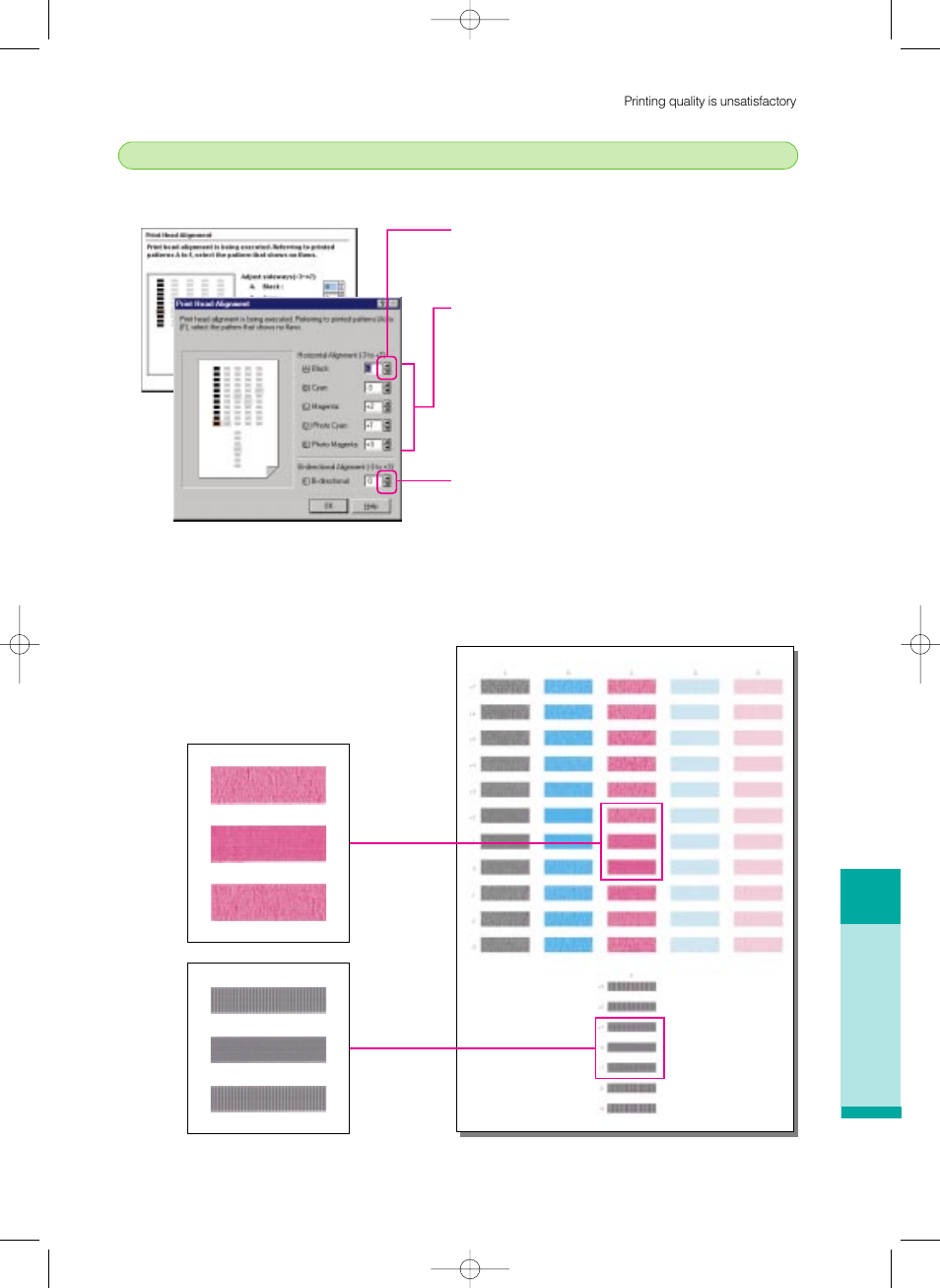 Reading the print head alignment pattern | Canon 8200 User Manual | Page 66 / 84
