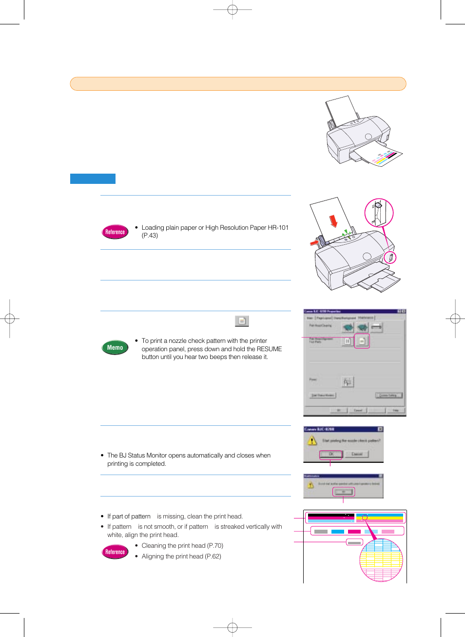 1 printing a nozzle check pattern | Canon 8200 User Manual | Page 69 / 84